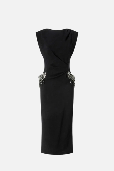 PINKO sukienka midi czarna Freccette