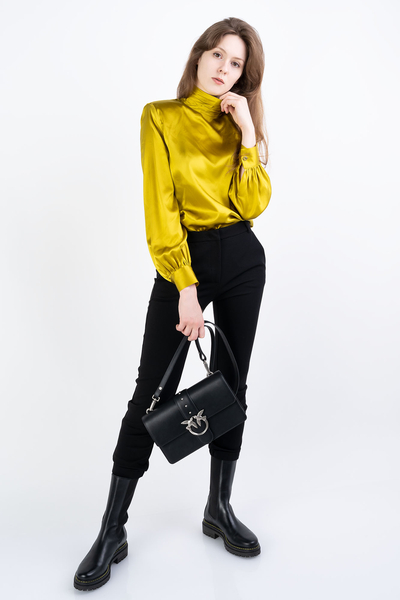 PINKO Bluzka oliwkowa z golfem BABI