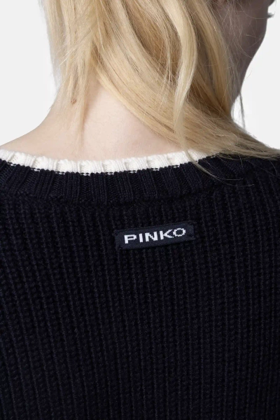 PINKO sweter z merynosów Alicudi granatowy