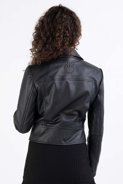 Kurtka skórzana PINKO Sensible Chiodo czarna