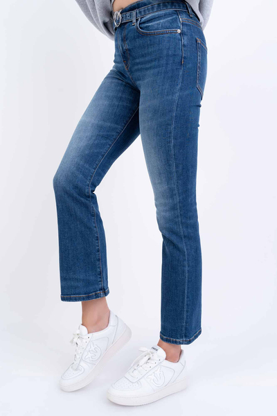 PINKO Jeansy z paskiem cropped fit niebieskie Brenda 7