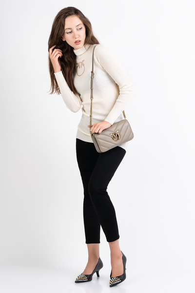 Pinko wełniany sweter długi z logo biały Tartaruga