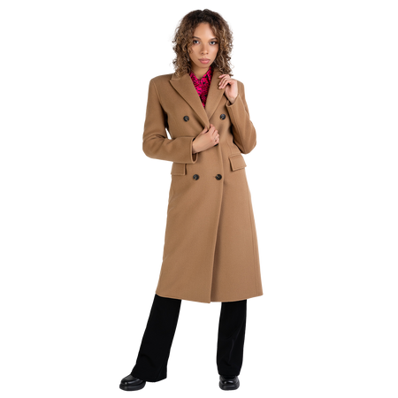 PINKO wełniany brązowy płaszcz damski EBOOK