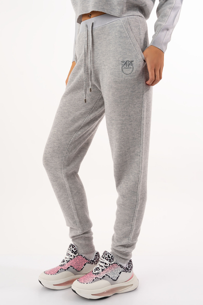 PINKO SPODNIE dresowe z haftem logo szare TEROLDEGO