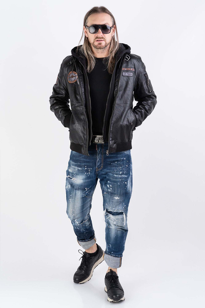 GIPSY kurtka męska pilotka skórzana Skythunder 2 czarna
