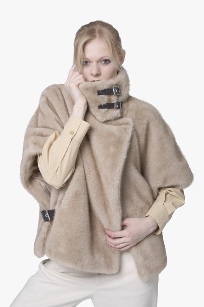 PINKO kamizelka Comodino Cape Coat beżowa