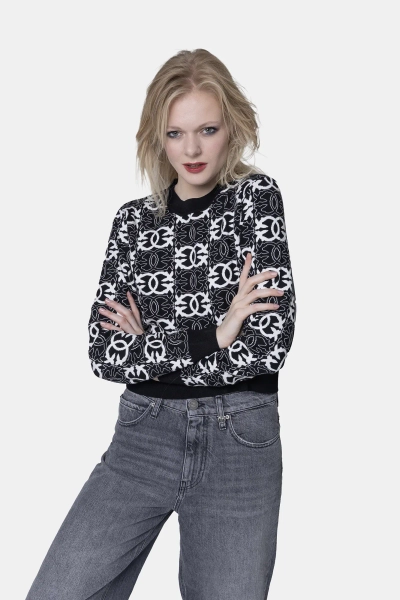 PINKO sweter damski logowany Gypsies czarny