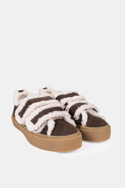 INUIKII sneakersy Shearling Low Velcro 35202-050 ciemno brązowe