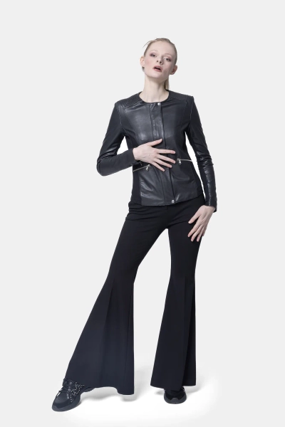 PINKO kurtka skórzana damska bez kołnierza Calciare