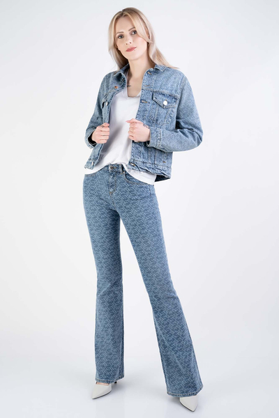 Pinko Jeansy flare fit niebieskie Flora No Belt Flare Denim Logo