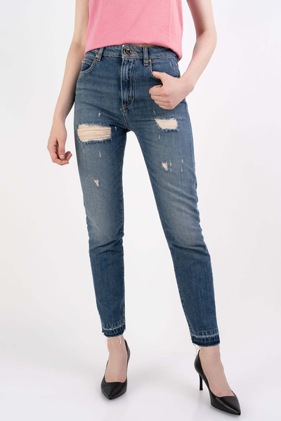 PINKO Jeansy niebieskie slim fit z podarciami Sissy 3 Slim Pj795