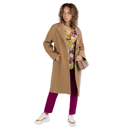 Wełniany płaszcz PINKO Enter beżowy