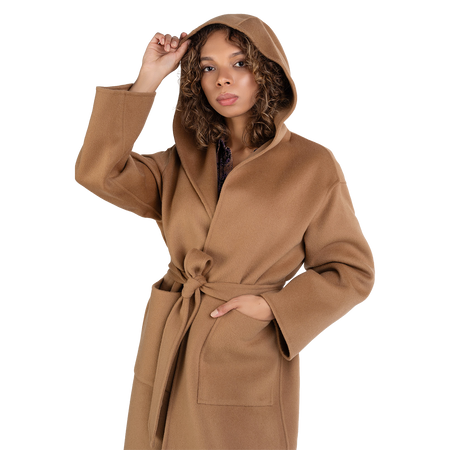 Płaszcz wełniany PINKO oversize damski z kapturem EKELON 1