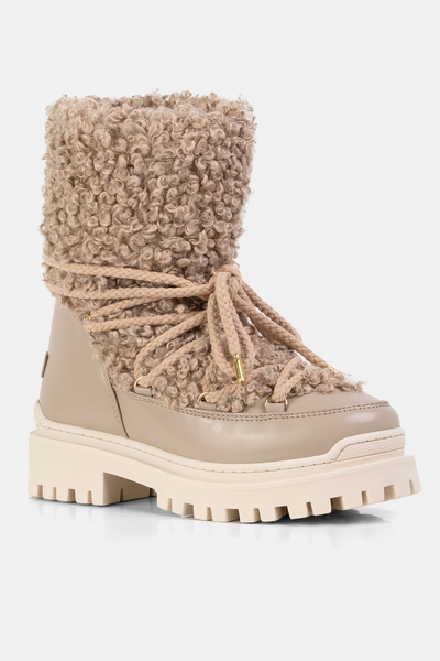INUIKII Śniegowce z futerkiem Vegan Riccio beżowe