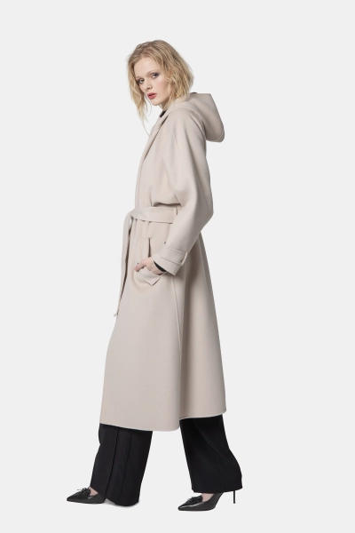 PINKO damski wełniany płaszcz z kapturem Cartoccio beżowy