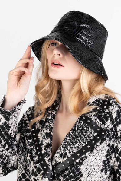 PINKO kapelusz damski z motywem krokodyla Bios