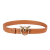 PINKO pasek brązowy ze złotą klamrą Love Berry H3 Belt Vitello Set  
