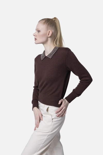 PINKO sweter damski Ventotene brązowy
