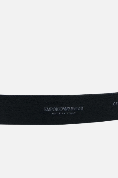 Pasek Emporio Armani z okrągłą klamrą w kolorze srebrnym 70 niebieski