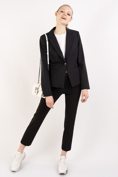 PINKO Marynarka jednorzędowa w paski czarna QUASIMODO