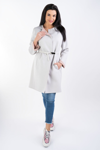 CINZIA ROCCA Płaszcz długi z paskiem szary