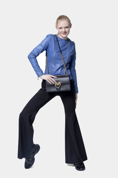 Kurtka damska Pinko Mirko Chiodo niebieska