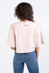 PINKO T-shirt różowy crop top z nadrukiem Jersey Heart A