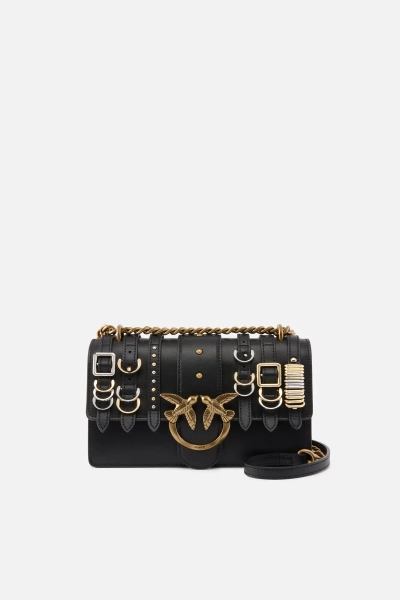PINKO torebka z paskami Love One Mini Light Cl czarna