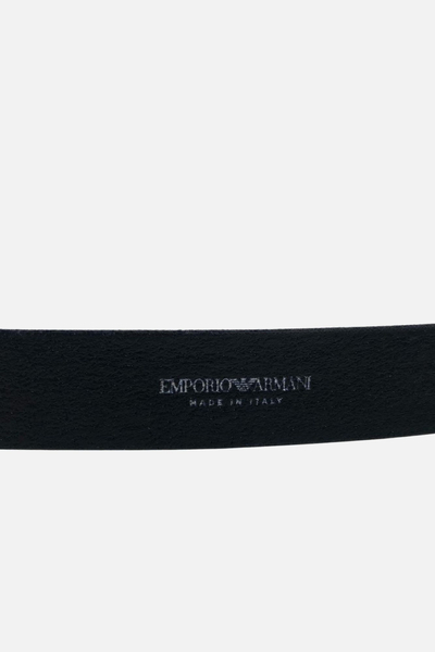 Pasek Emporio Armani z okrągłą klamrą na bolec w kolorze złotym 80 czarny