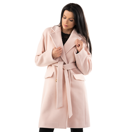 PINKO PŁASZCZ długi z paskiem RÓŻOWY GIACOMINO 1 