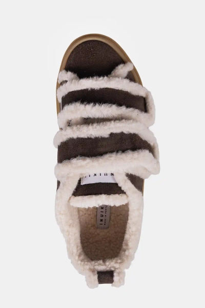 INUIKII sneakersy Shearling Low Velcro 35202-050 ciemno brązowe