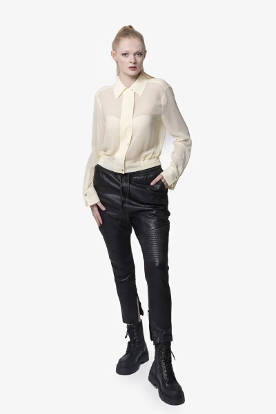 TIGHA spodnie skórzane wiązane Bill czarne