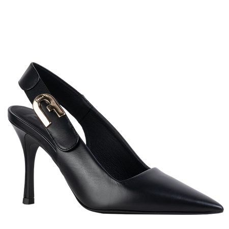 FURLA czółenka na obcasie z otwartą piętą Sign Slingback T.90 czarne