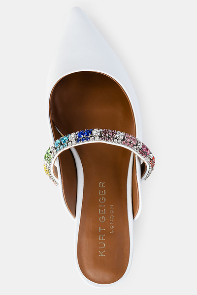 KURT GEIGER Klapki z cyrkoniami Princeley białe
