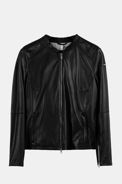 MILESTONE czarna kurtka skórzana ze stójką Luz