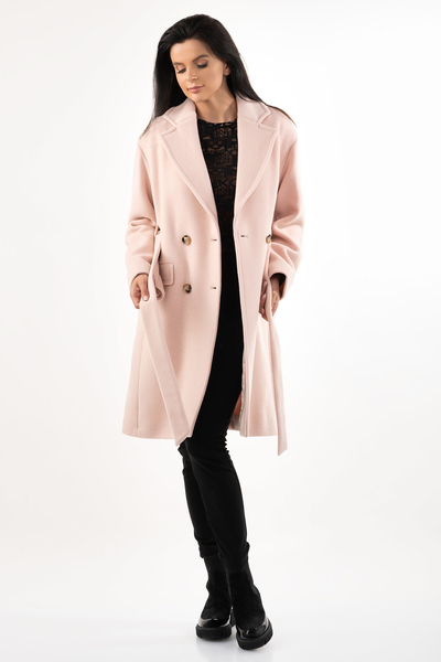 PINKO PŁASZCZ długi z paskiem RÓŻOWY GIACOMINO 1