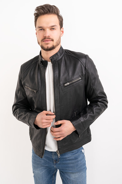 Evolution kurtka skórzana męska ze stójką Jack