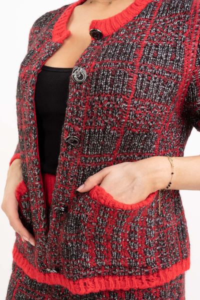 PINKO SWETER czerwony w kratę BELCOLORE