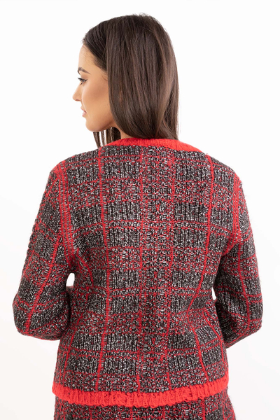 PINKO SWETER czerwony w kratę BELCOLORE