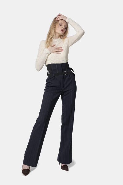 PINKO spodnie materiałowe Piadina granatowe