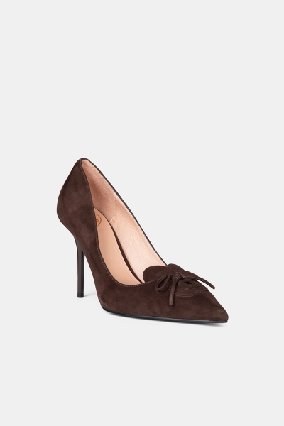 Love Moschino szpilki damskie zamszowe Scarpad.Spillo95 brązowe  