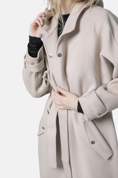 PINKO damski wełniany płaszcz z kapturem Cartoccio beżowy