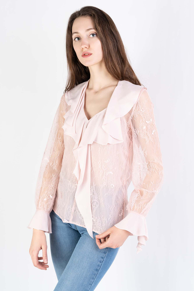 PINKO Bluzka koronkowa z falbaną Bahia