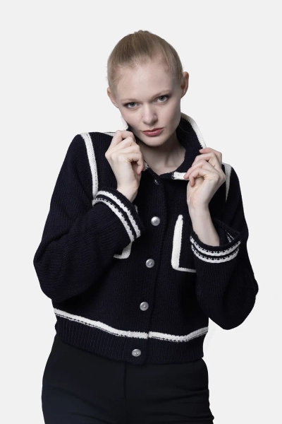 PINKO kargigan z wełny merynosów Sulcis granatowy