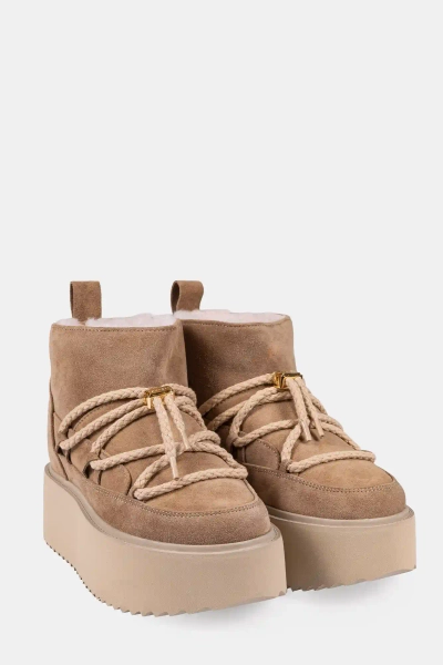 INUIKII śniegowce skórzane Classic Low Platform 5204-004-705 beżowe