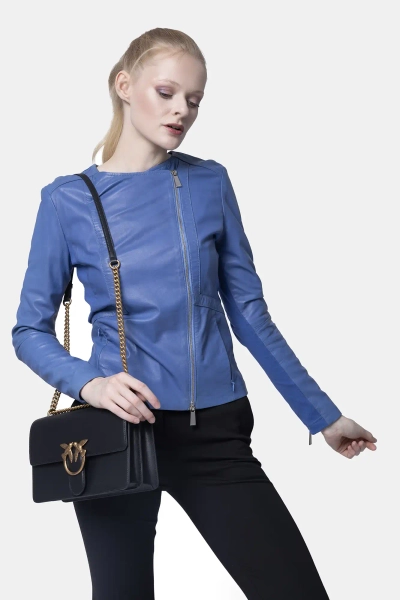 Kurtka damska Pinko Mirko Chiodo niebieska