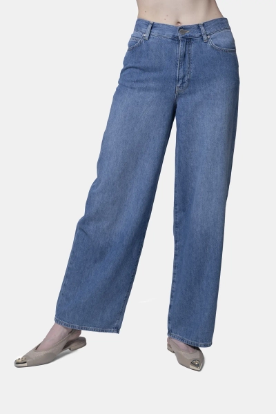 PINKO jeansy palazzo Lauryn Loose niebieskie