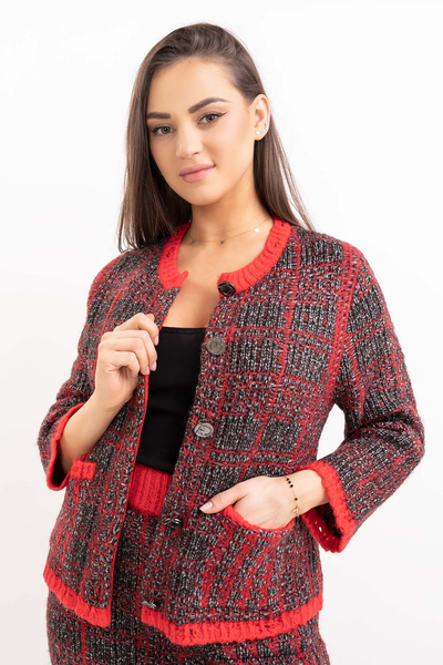 PINKO SWETER czerwony w kratę BELCOLORE