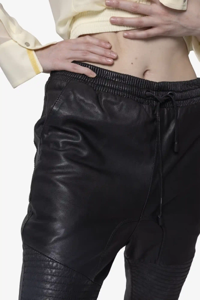 TIGHA spodnie skórzane wiązane Bill czarne