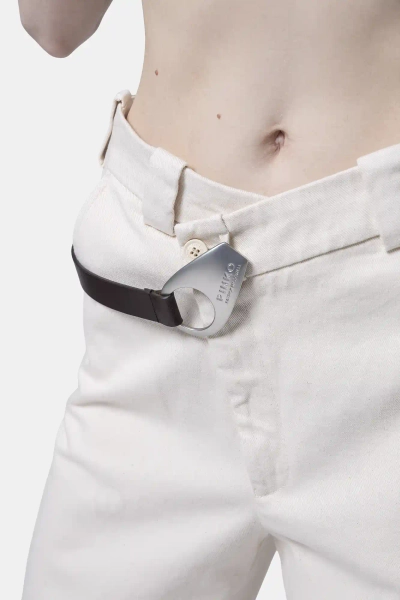 PINKO spodnie materiałowe z paskiem Paint beżowe